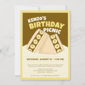 チョコレートバナナサンドイッチ誕生日ピクニックパーティー 招待状 (正面)