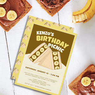 チョコレートバナナサンドイッチ誕生日ピクニックパーティー 招待状