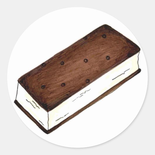 チョコレートバニラアイスクリームサンドイッチ食品デザート ラウンドシール (正面)