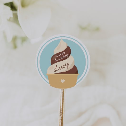 チョコレートバニラスワールアイスクリーム子供の誕生日 ラウンドシール