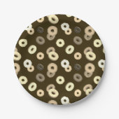 チョコレートバニラドーナツエレガントパターンドブラウン ペーパープレート (正面)