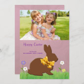 チョコレートバニーの写真のイースターカード シーズンカード (正面/裏面)