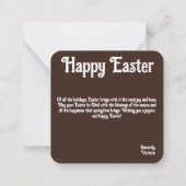 チョコレートバニー、イースターのグリーティングカード ノートカード (裏面)