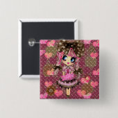 チョコレートバブルかわいいスウィートロリータPinkyP 缶バッジ (正面&裏面)