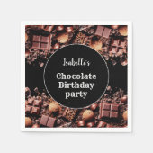 チョコレートバースデーパーティーダークカスタム文字名 スタンダードカクテルナプキン (正面)