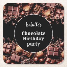 チョコレートバースデーパーティーホットチョコレート スクエアペーパーコースター