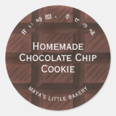 チョコレートバー柄のパン屋商品名 ラウンドシール (正面)