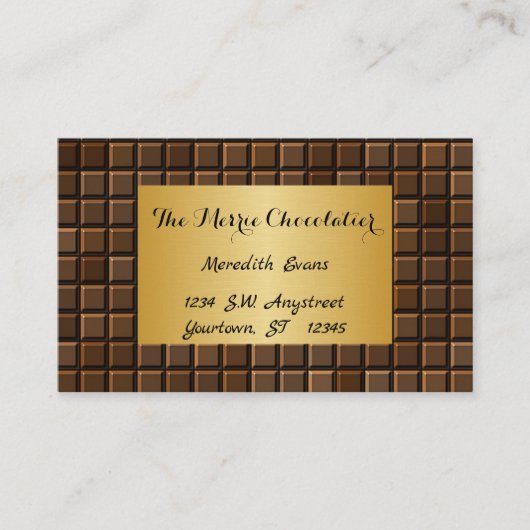 チョコレートバー(金ゴールド枠付き) 名刺 (正面)