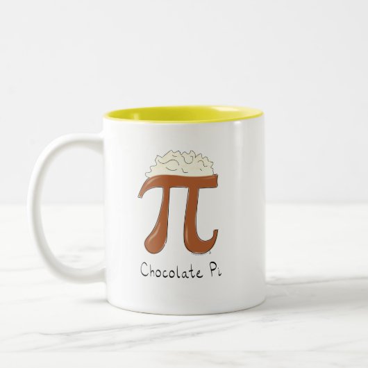 チョコレートパイかわいい数学パイ日コーヒーマグ ツートーンマグカップ (左)