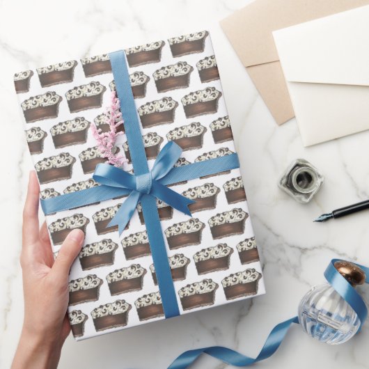 チョコレートパイホイップクリームスライスデザートベーキング ラッピングペーパー (ギフト)