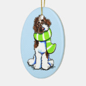 チョコレートパルティラブラドール冬のスカーフ セラミックオーナメント (左)