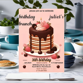 チョコレートパンケーキチャームピンクブランチ30th誕生日 招待状