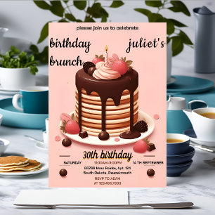 チョコレートパンケーキチャームピンクブランチ30th誕生日 招待状