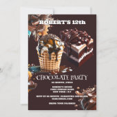 チョコレートパーティーキッズ誕生日テーマチョコファン 招待状 (正面)