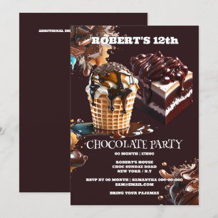 チョコレートパーティーキッズ誕生日テーマチョコファン 招待状