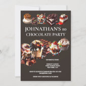 チョコレートパーティーケーキデザートアイスクリーム夏の子供 招待状 (正面)