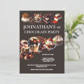 チョコレートパーティーケーキデザートアイスクリーム夏の子供 招待状 (スタンド正面)