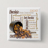 チョコレートビットおよびアーモンドのクローズアップの写真 缶バッジ (正面)