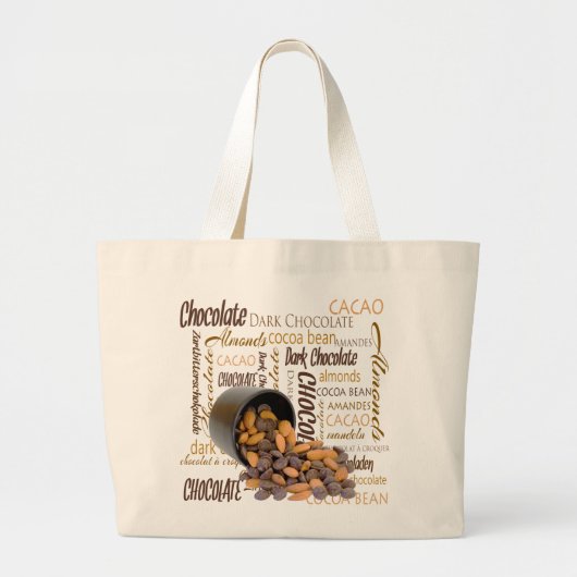 チョコレートビットとアーモンドのクローズアップ写真 トートバッグ (正面)