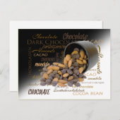チョコレートビットとアーモンドのクローズアップ写真 ポストカード (正面/裏面)
