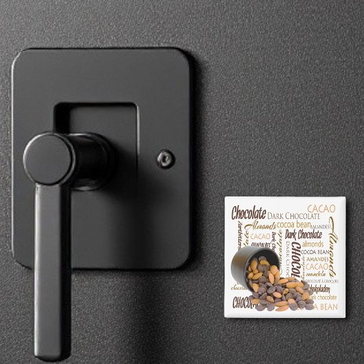 チョコレートビットアーモンドタイポグラフィコラージュ写真 マグネット