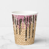 チョコレートピンクアイスクリームコーングリッタードリップ 紙コップ (右)