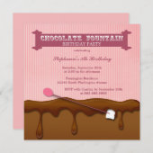 チョコレートファウンテンガールズバースデーパーティー招待状 招待状 (正面/裏面)