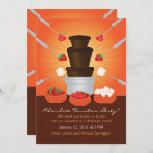 チョコレートファウンテンフォンデュパーティの招待状 招待状 (正面/裏面)