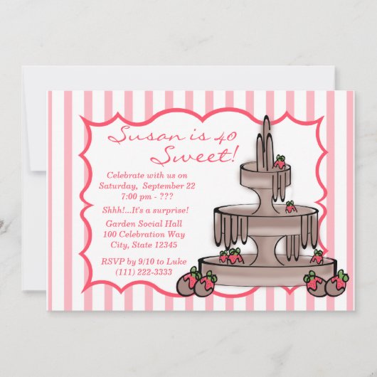 チョコレートファウンテン誕生日 招待状 (正面)