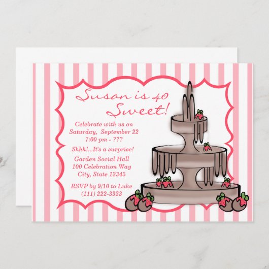 チョコレートファウンテン誕生日 招待状 (正面/裏面)