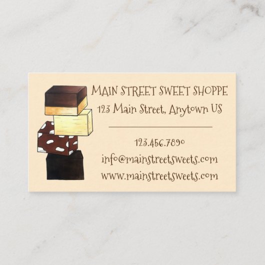 チョコレートファッジ構成キャンディスイートショップショップ 名刺 (裏面)