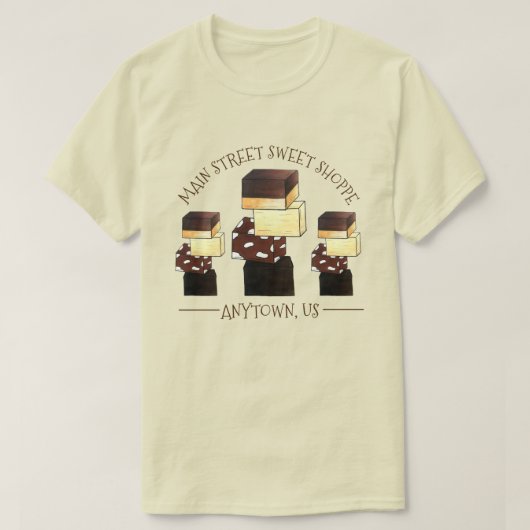 チョコレートファッジ構成キャンディスイートショップショップ Tシャツ (デザイン正面)