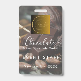 チョコレートフェスティバルのイベントスタッフ写真QRコードロゴ バッジ