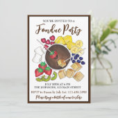 チョコレートフォンデザートフルーツケーキベリー 招待状 (スタンド正面)