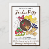 チョコレートフォンデザートフルーツケーキベリー 招待状 (正面/裏面)