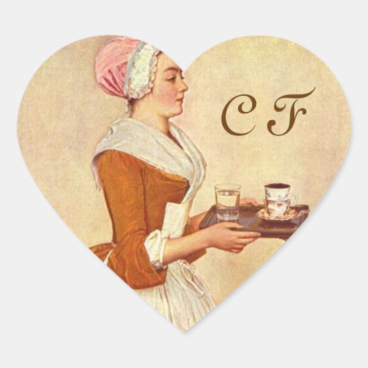 チョコレートフォンデュパーティーハートモノグラム ハートシール (正面)