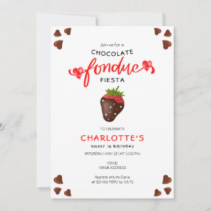チョコレートフォンデュフィエスタストロベリーハート誕生日 招待状