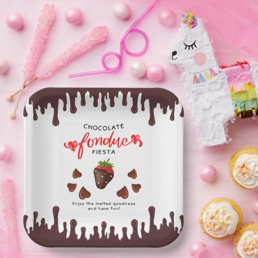 チョコレートフォンデュフィエスタ ストロベリーハート 誕生日 ペーパープレート (パーティー)