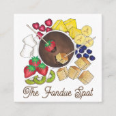 チョコレートフォンデュポットデザートフードレストラン スクエア名刺 (正面)