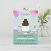 チョコレートフォンデュ噴水ガールズバースデーパーティー 招待状 (スタンド正面)