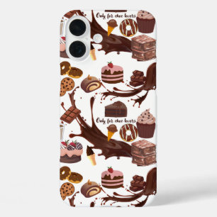 チョコレートフレーバーパターン（の模様が）あるスイーツfor choc love iPhone 16 plusケース
