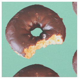 チョコレートフロステッドイエローケーキドーナツオンミントグリーン ファブリック