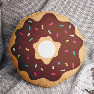 チョコレートフロステッドスプリンクルードーナッツ ラウンドクッション