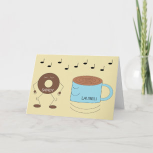 チョコレートフロステドナット&コーヒーマグカップ踊り: カード
