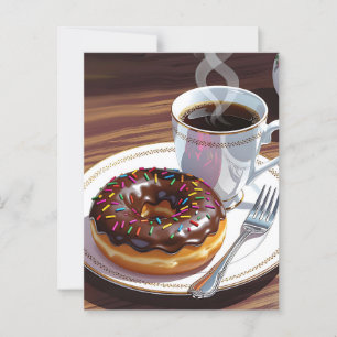 チョコレートフロストドーナツとコーヒー ポストカード