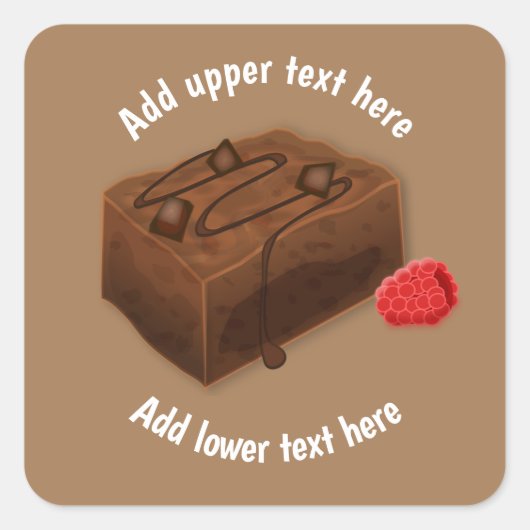 チョコレートブラウニーのチャンク – 2行カスタム文字 スクエアシール (正面)