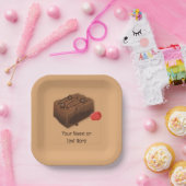 チョコレートブラウニートレイベーキングのピース – 文字を追加 ペーパープレート (パーティー)