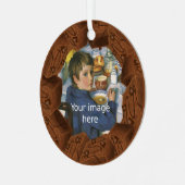 チョコレートブラウニーTraybakeケーキののまわりに写真 メタルオーナメント (正面左)