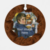 チョコレートブラウニーTraybakeケーキののまわりに写真 メタルオーナメント (正面)