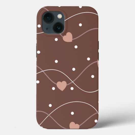 チョコレートブラウンとピンクのハートパターン Case-Mate iPhoneケース (裏面)